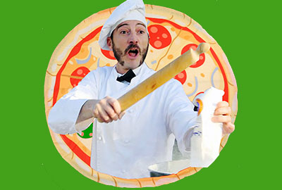 Giocoliere con la pizza per feste di paese Giocoliere con la pizza per feste di paese