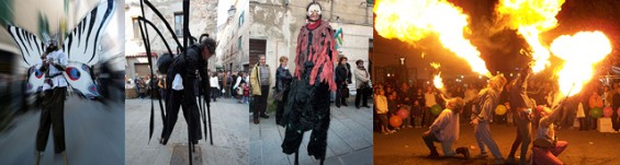 Parata di trampolieri animali giganti